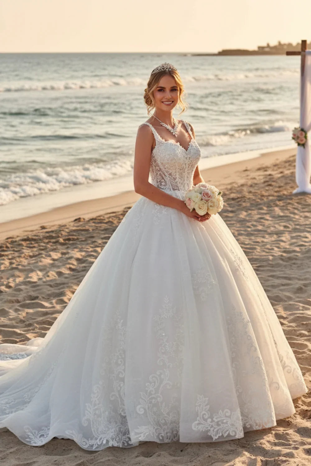 DeKlaire Bridal Wedding Dress V-Neck A-Line Ball Gown — photo 6