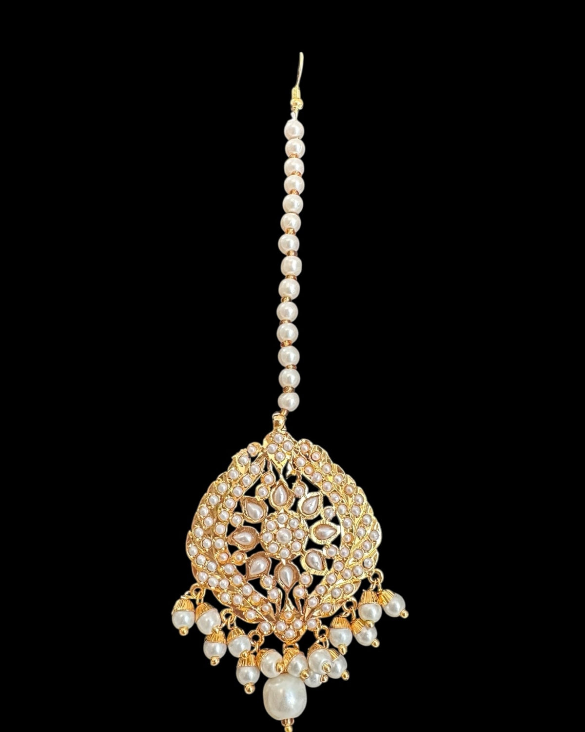 Megha Jadau Earrings and Tika Set in Pearl