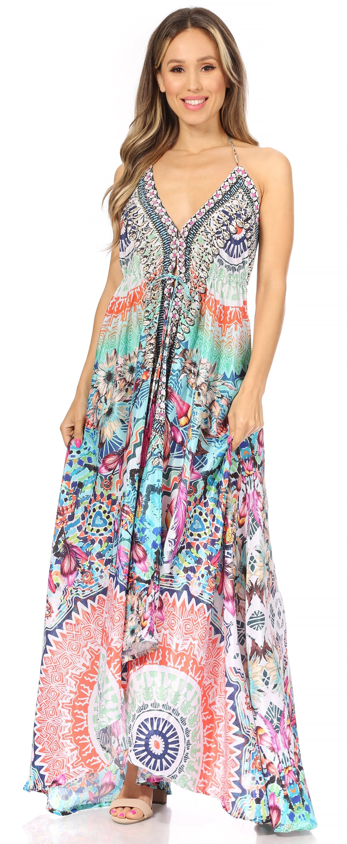 Maxi High-Low Halter Beach Dress