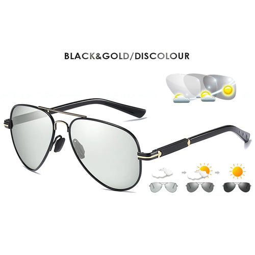 Mens Polarized Aviation Alloy Frame Photochromic Sunglasses Men Brand
