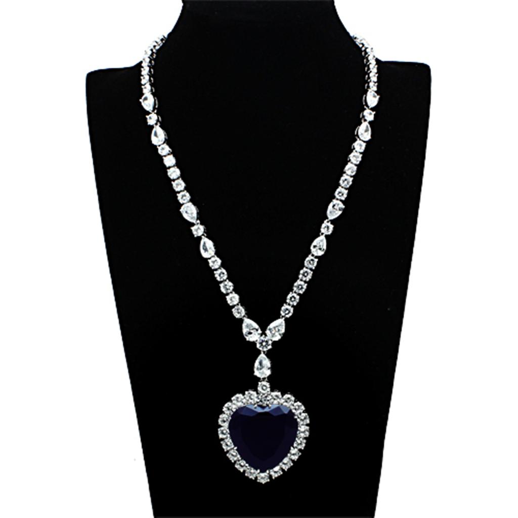 LO2327 - Rhodium Brass Jewelry Sets with AAA Grade CZ in Amethyst