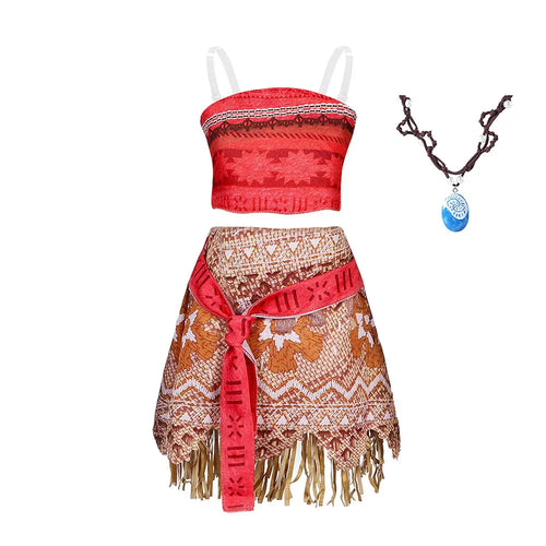 Ocean Adventure Cartoon Role Play Costume Moana Two Pieces Dress up (Halloween)