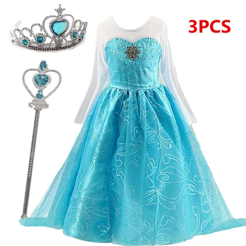 Girls Snow Queen Elsa Kids Costumes for Girl 2025 Carnival Party Prom Halloween