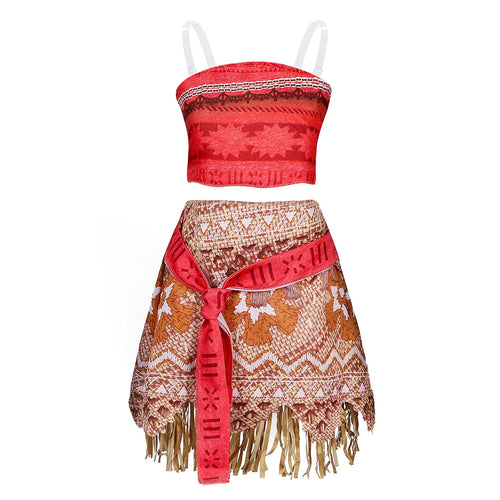 Ocean Adventure Cartoon Role Play Costume Moana Two Pieces Dress up (Halloween)