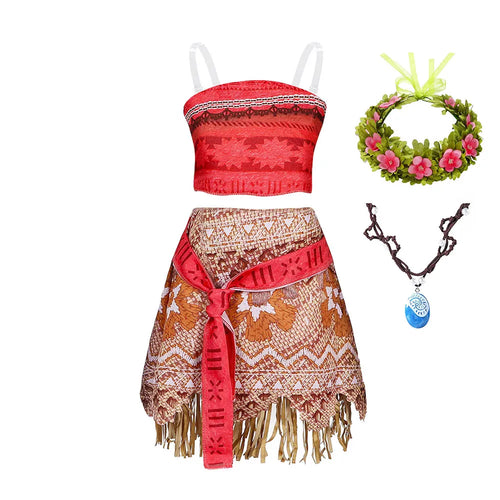 Ocean Adventure Cartoon Role Play Costume Moana Two Pieces Dress up (Halloween)