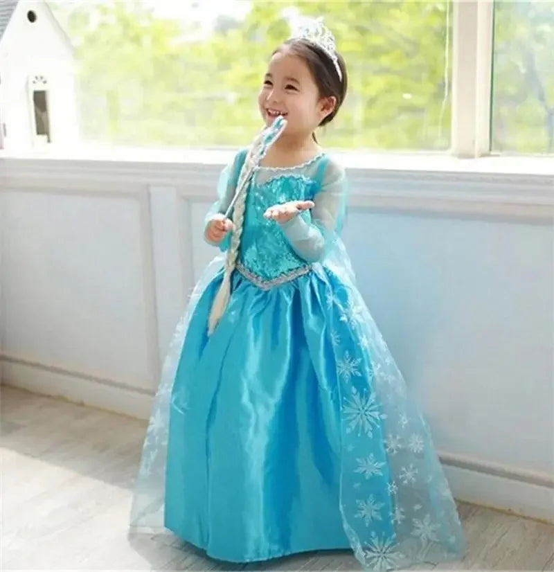 Girls Snow Queen Elsa Kids Costumes for Girl 2025 Carnival Party Prom Halloween