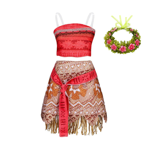 Ocean Adventure Cartoon Role Play Costume Moana Two Pieces Dress up (Halloween)