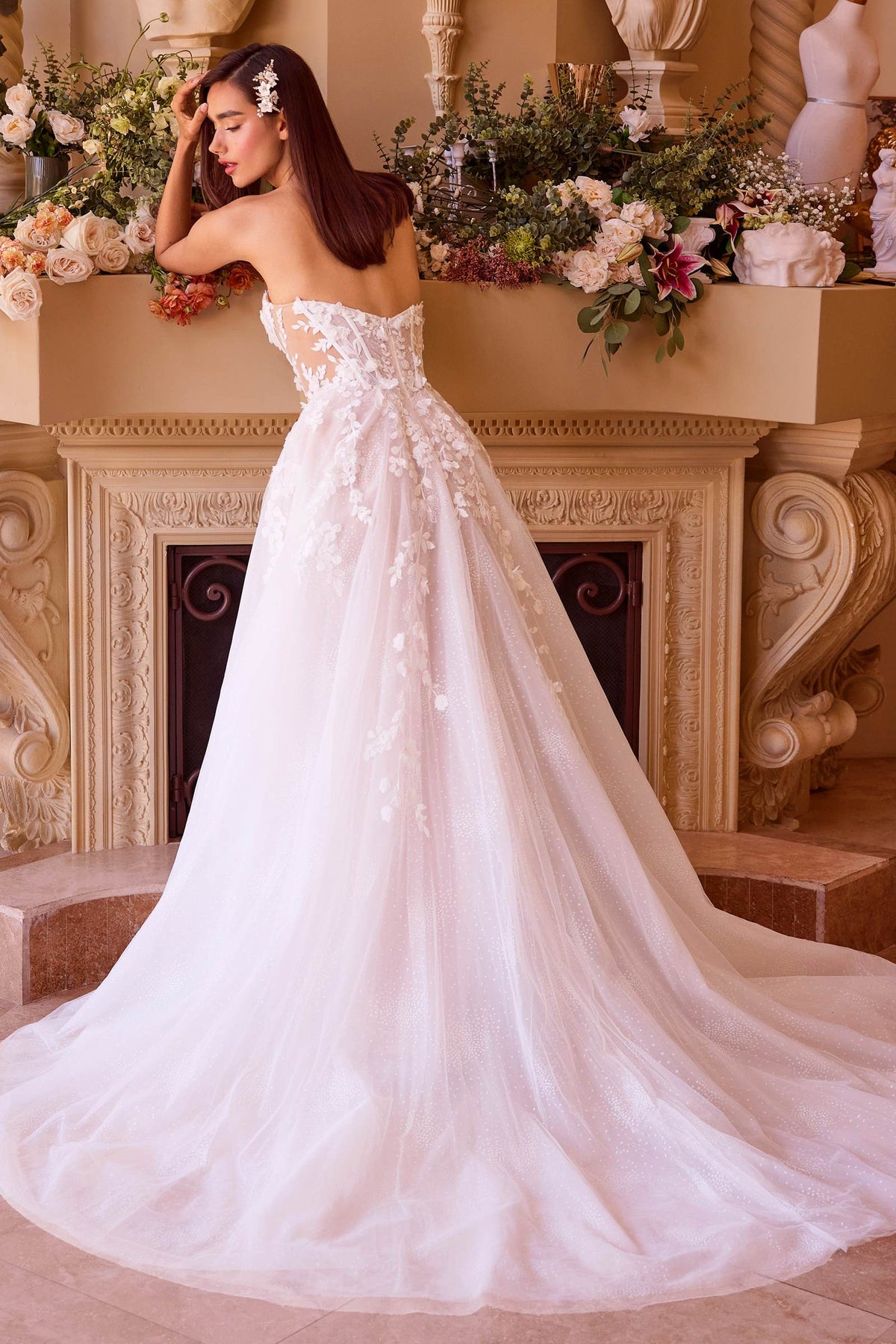 Andrea & Leo Gown Floral Appliqued Strapless Wedding Ball Gown — photo 4