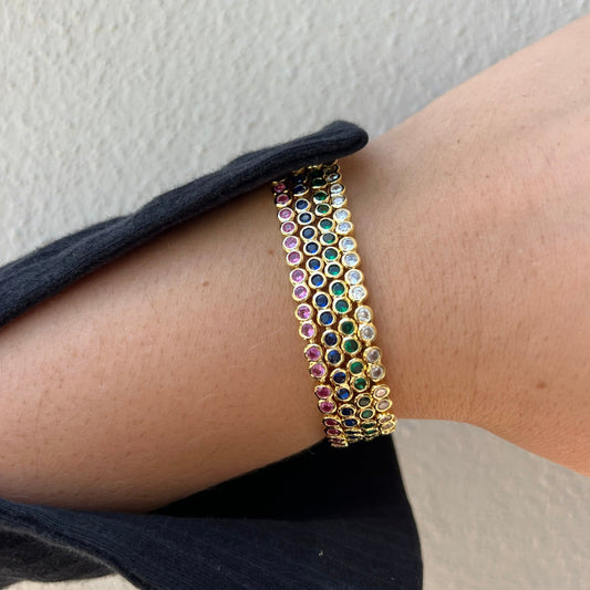 Bezel Tennis Bracelet- Pink - Image 2