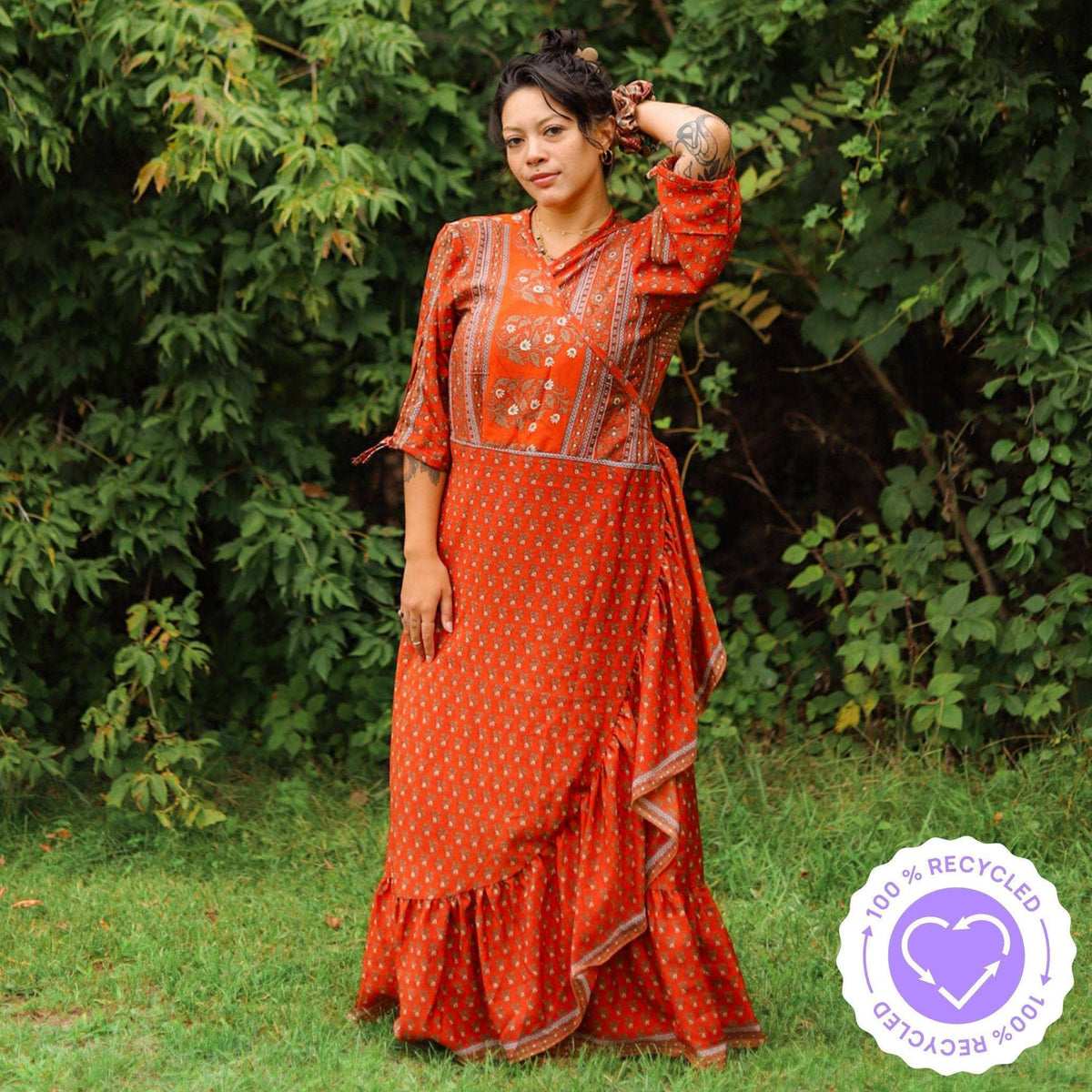 Zaria Reclaimed Sari Wrap Dress
