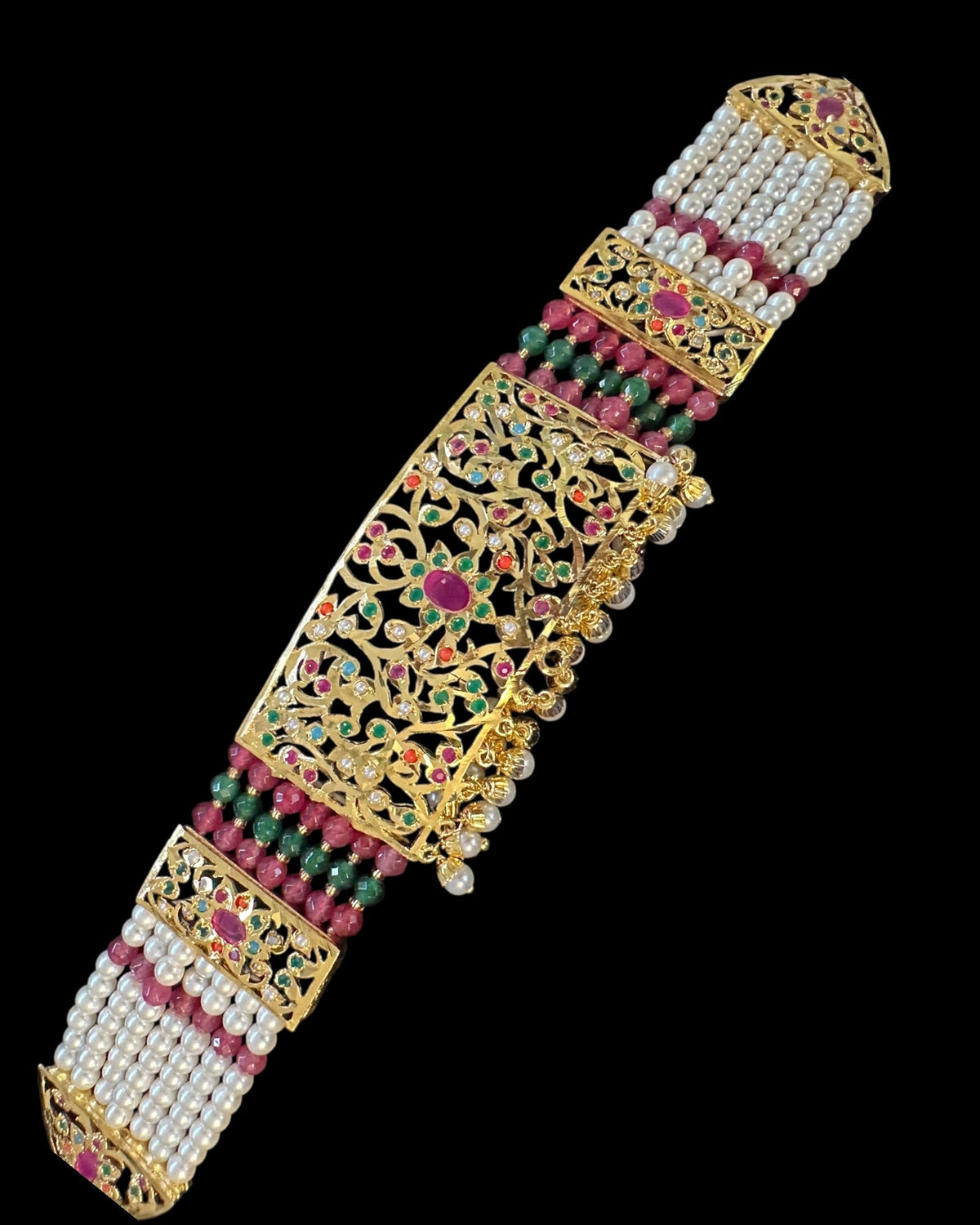 Gold-Plated Jadau Choker in Navratan