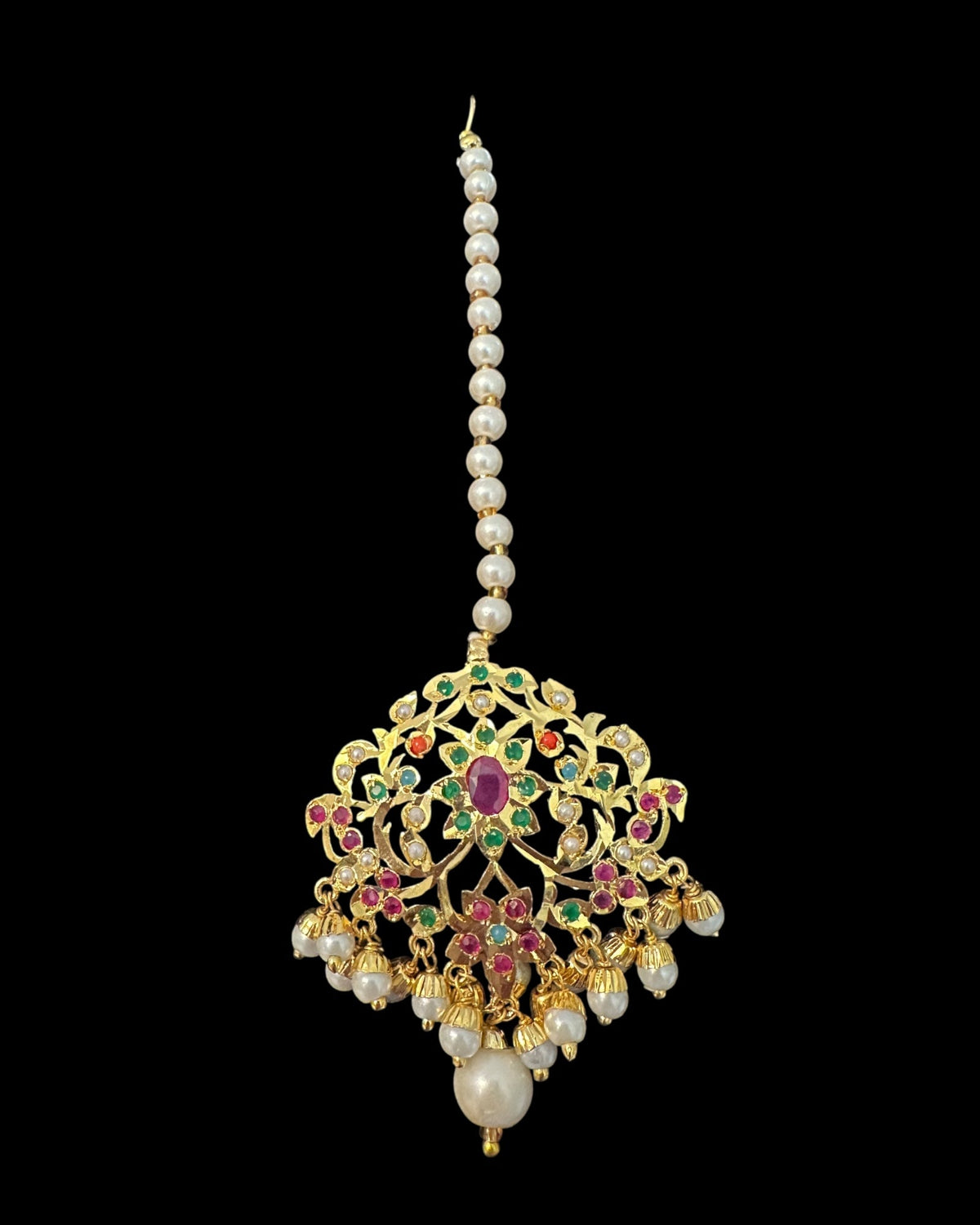 Gold-Plated Jadau Choker in Navratan