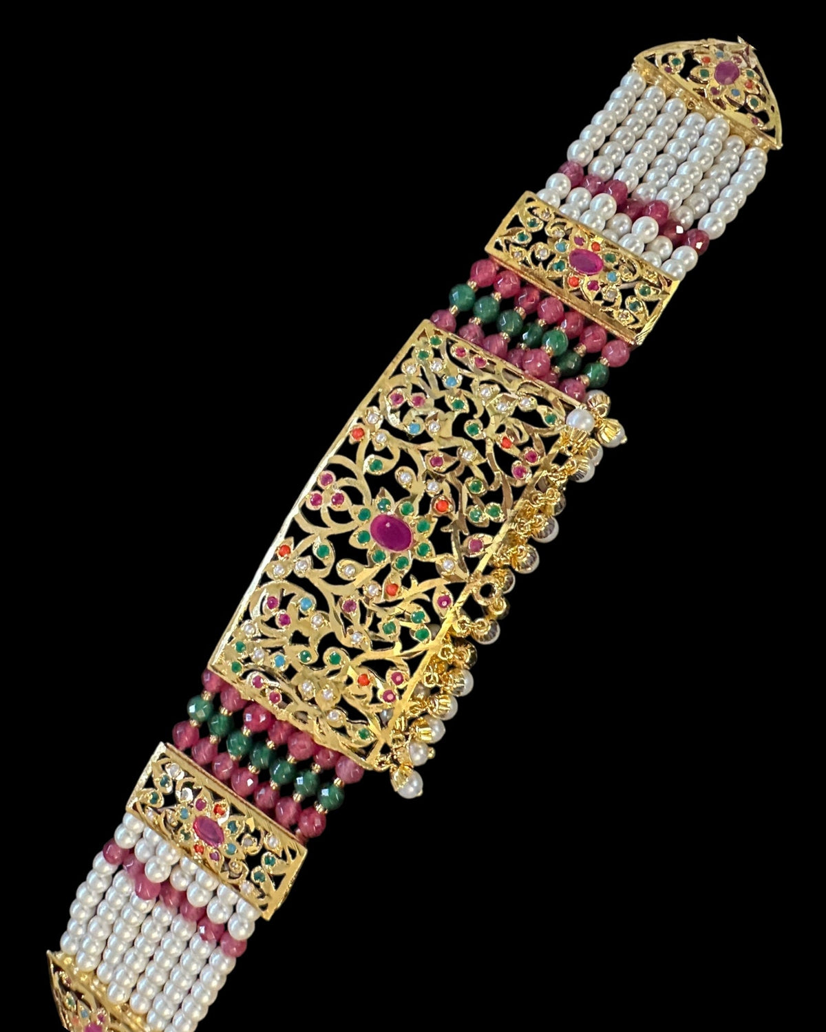 Gold-Plated Jadau Choker in Navratan