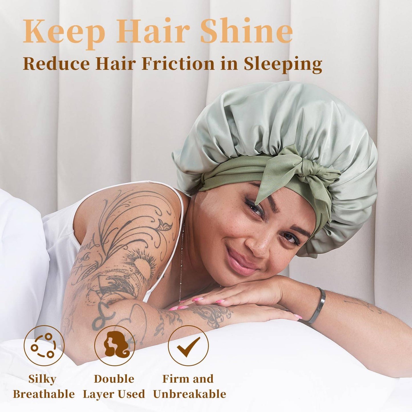 Satin Silk Sleep Bonnet for Curly & Natural Hair