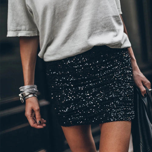 Sexy Sparkly Short Hip Wrap Skirt