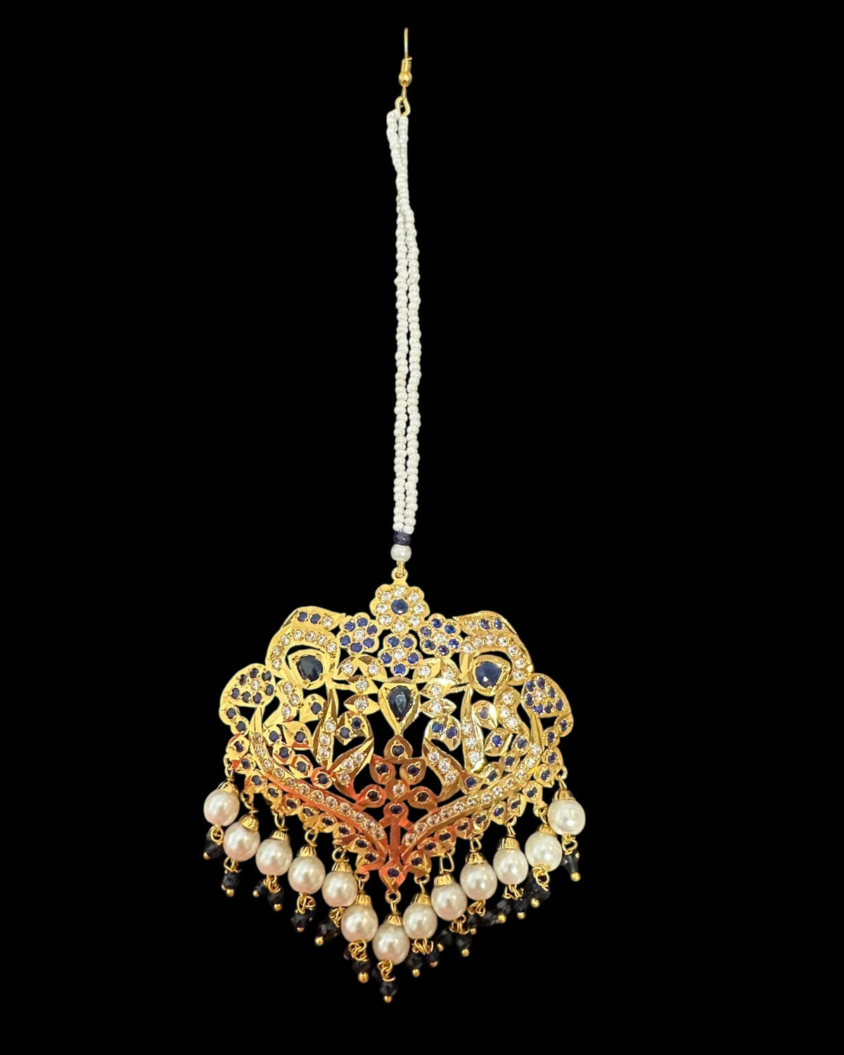 Neeli Jadau Necklace with Earrings and Tika