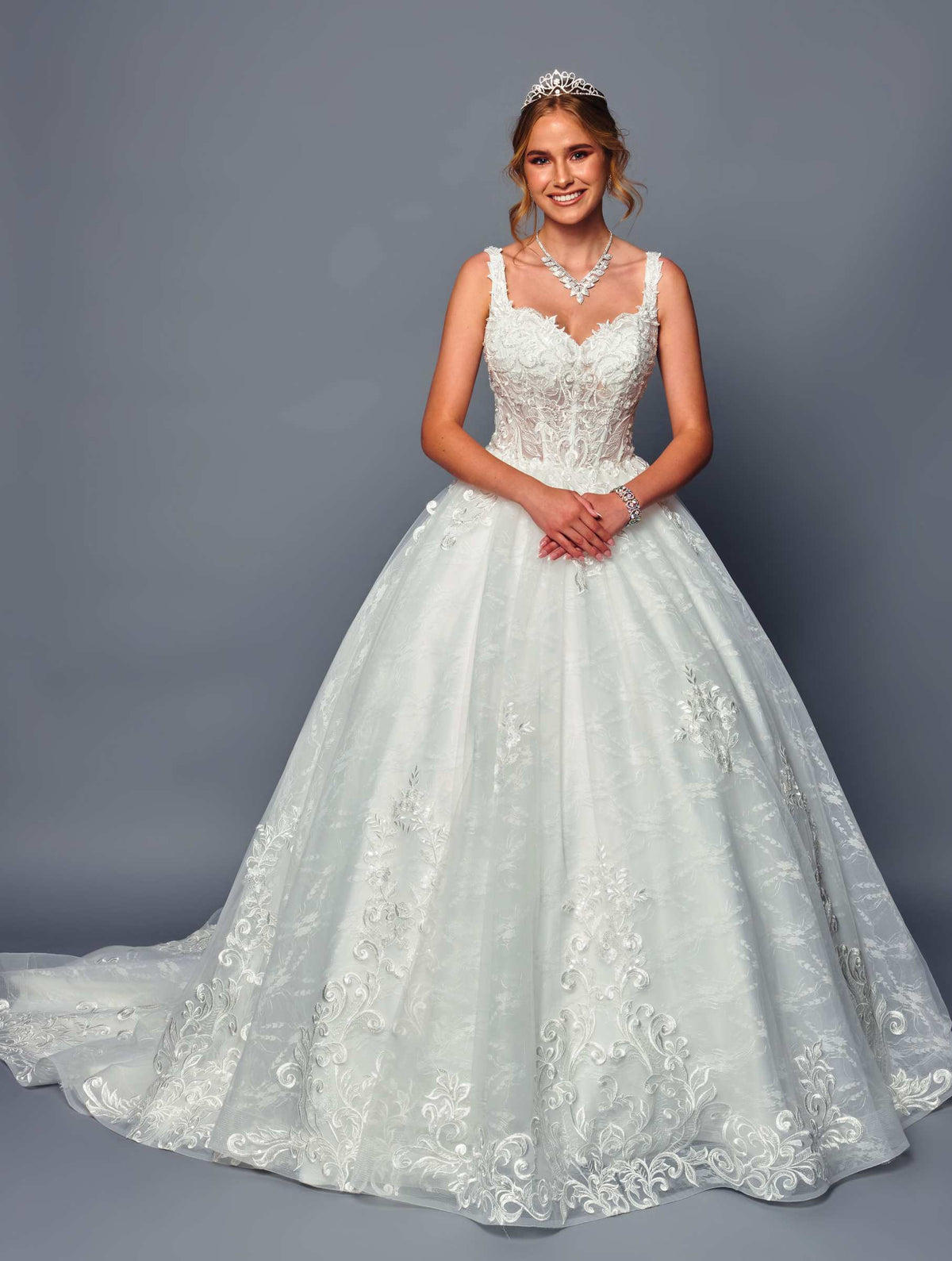 DeKlaire Bridal Wedding Dress V-Neck A-Line Ball Gown — photo 1