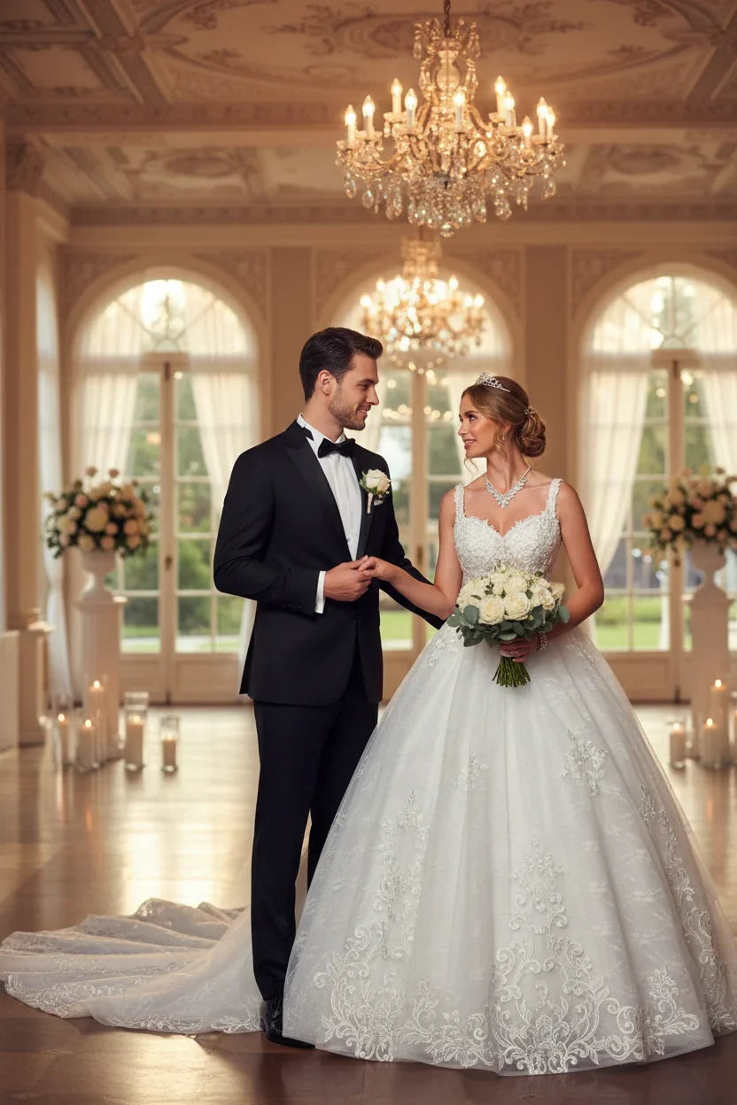 DeKlaire Bridal Wedding Dress V-Neck A-Line Ball Gown — photo 7