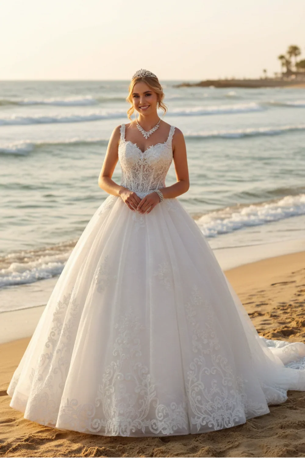 DeKlaire Bridal Wedding Dress V-Neck A-Line Ball Gown — photo 8