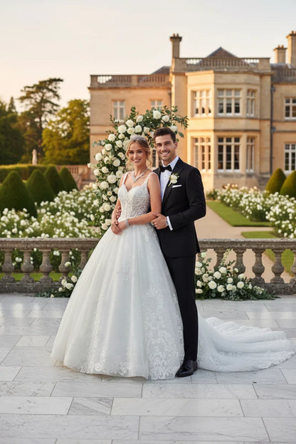 DeKlaire Bridal Wedding Dress V-Neck A-Line Ball Gown — photo 4