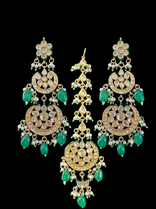 Irina Kundan Earrings and Tika Set