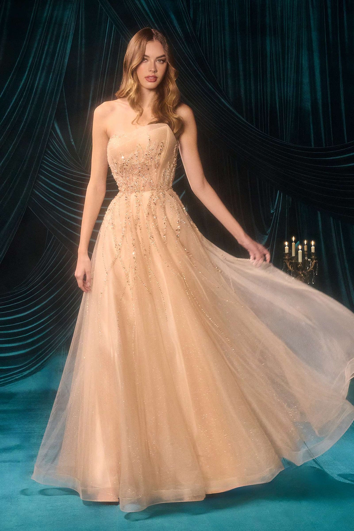 Andrea & Leo Boned Asymmetrical Sequin Bodice A-Line Formal Dress — photo 1