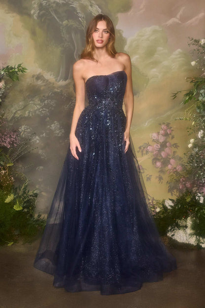 Andrea & Leo Boned Asymmetrical Sequin Bodice A-Line Formal Dress — photo 2