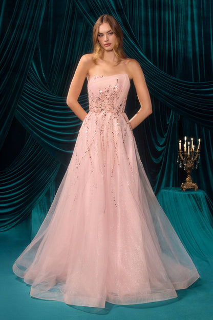 Andrea & Leo Boned Asymmetrical Sequin Bodice A-Line Formal Dress — photo 3