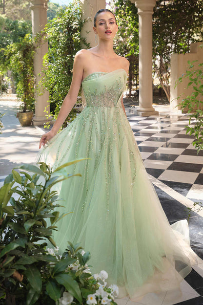 Andrea & Leo Boned Asymmetrical Sequin Bodice A-Line Formal Dress — photo 4