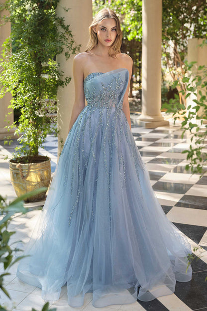 Andrea & Leo Boned Asymmetrical Sequin Bodice A-Line Formal Dress — photo 5