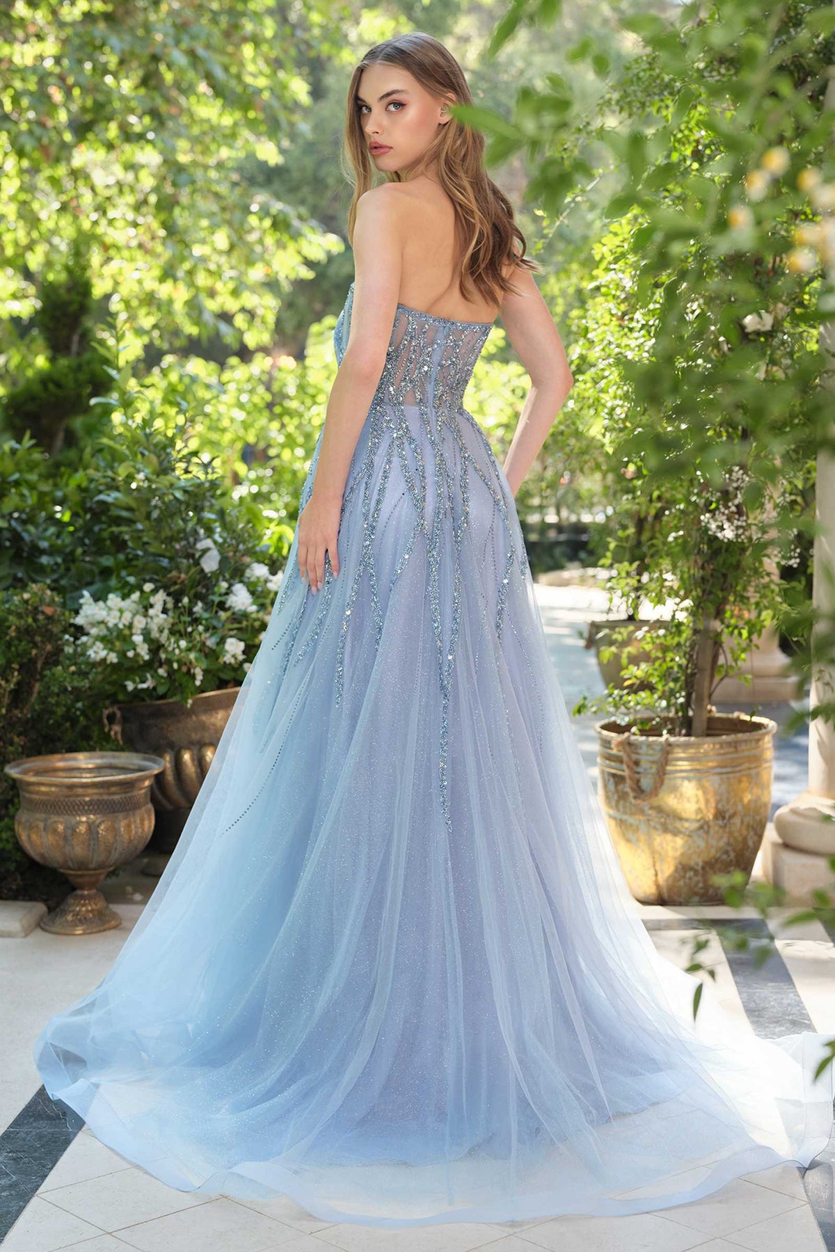 Andrea & Leo Boned Asymmetrical Sequin Bodice A-Line Formal Dress — photo 6