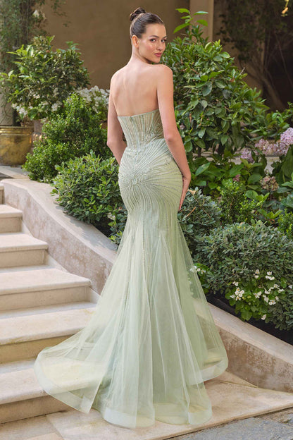 Andrea & Leo Starburst Beaded Pattern Fitted Mermaid Gown — photo 6