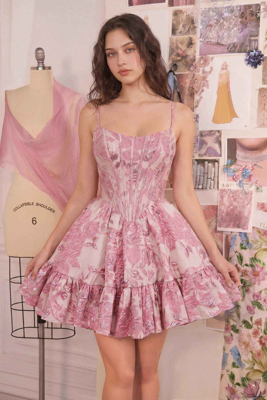 Andrea & Leo Fit and Flare Mini Floral Shimmer Dress — photo 1