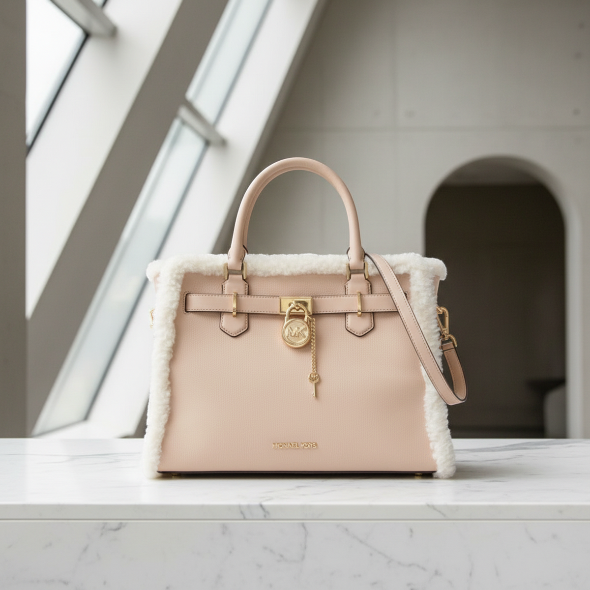 Michael Kors Hamilton Leather & Fur Satchel