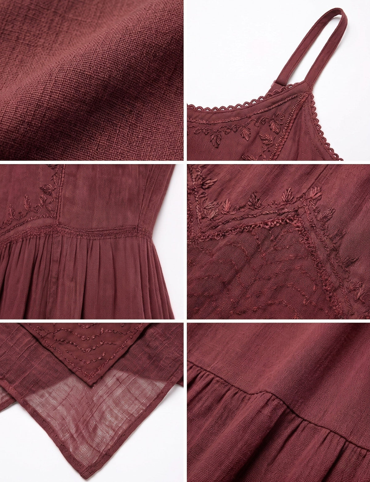 Embroidered Stonewashed Spaghetti Strap Long Dress
