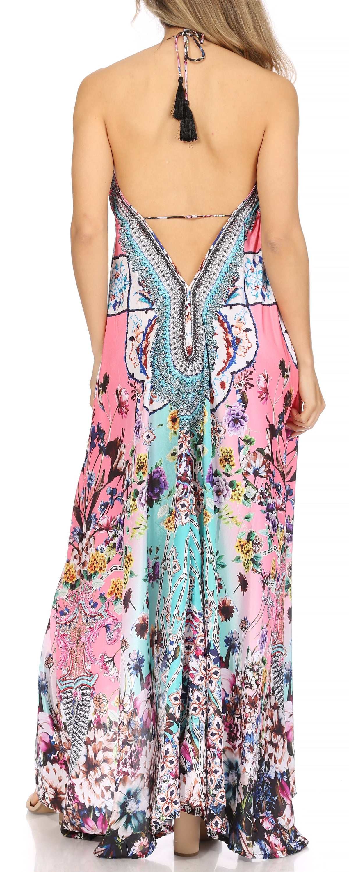 Maxi High-Low Halter Beach Dress