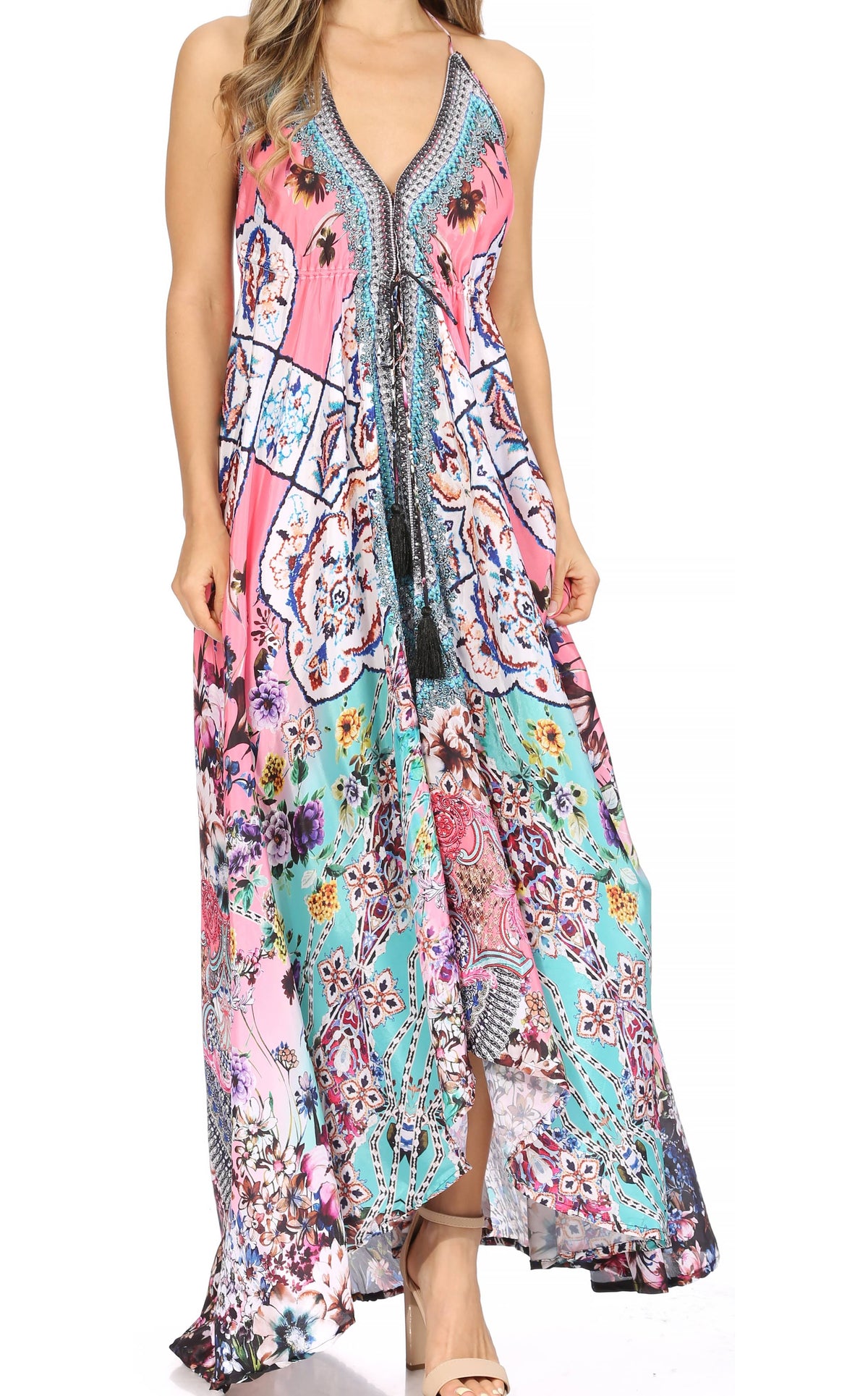 Maxi High-Low Halter Beach Dress