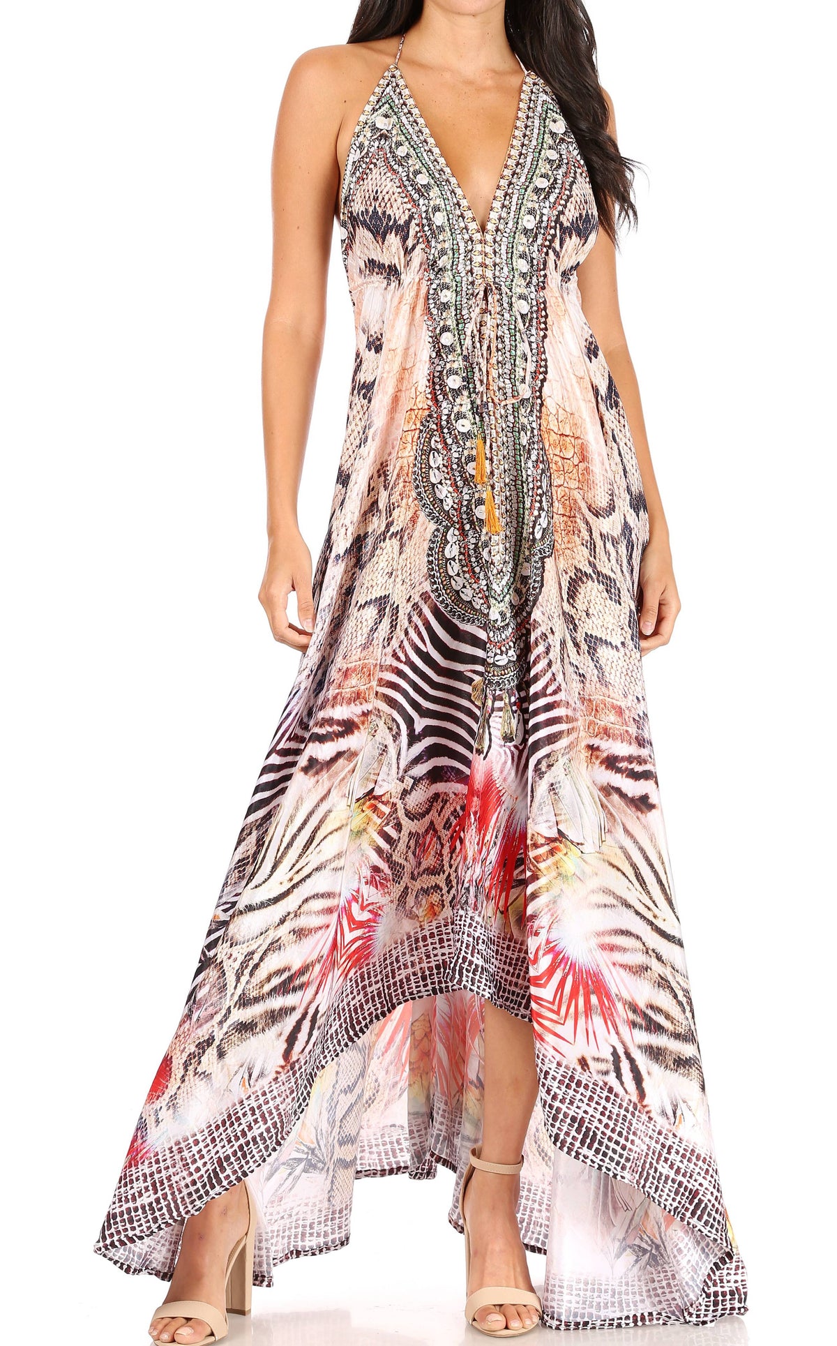 Maxi High-Low Halter Beach Dress