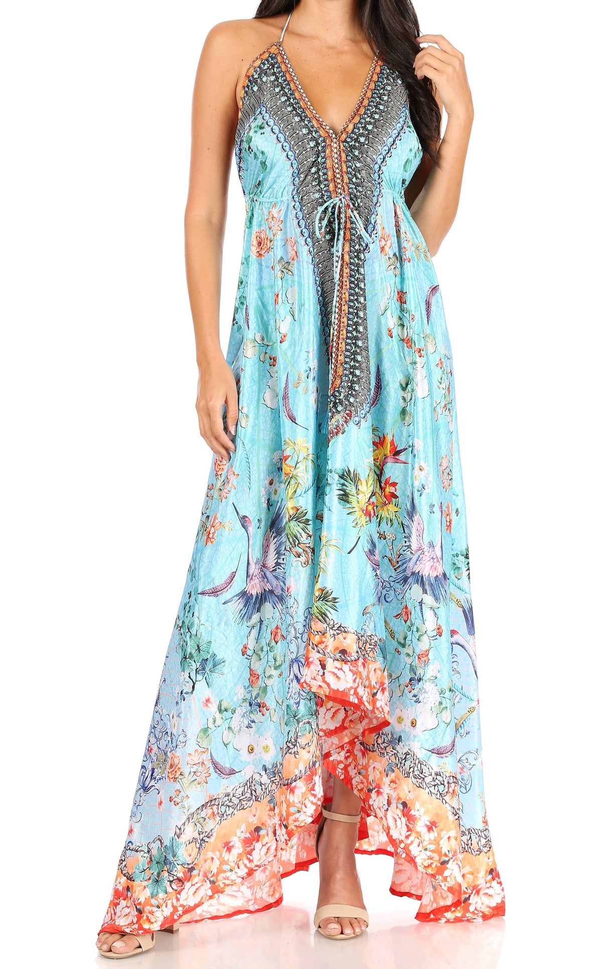 Maxi High-Low Halter Beach Dress