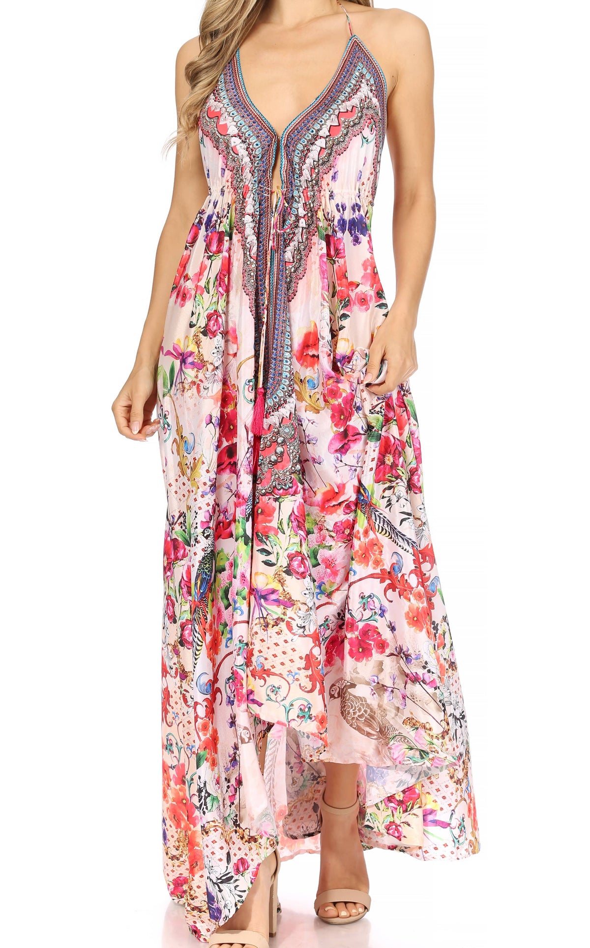 Maxi High-Low Halter Beach Dress