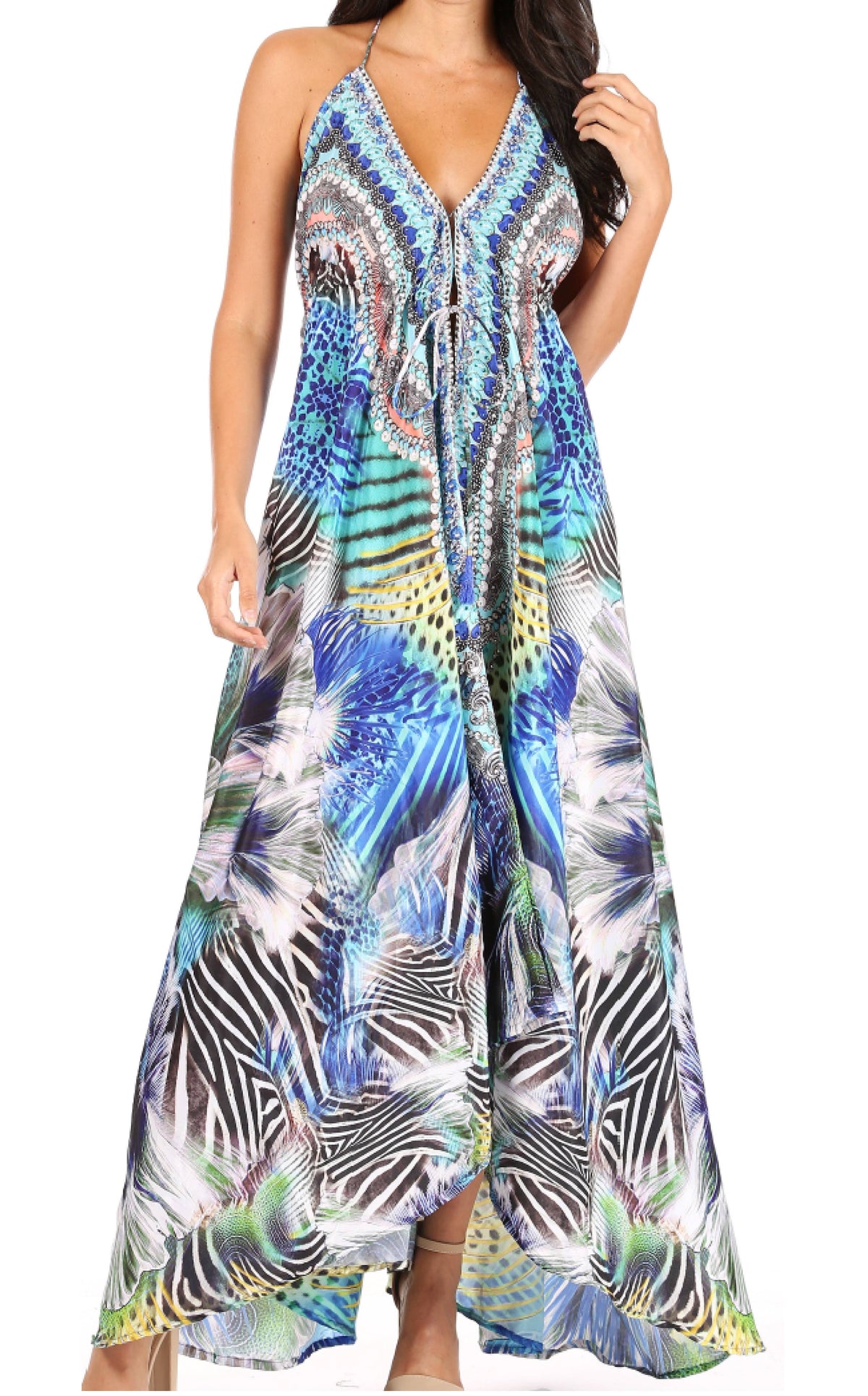 Maxi High-Low Halter Beach Dress