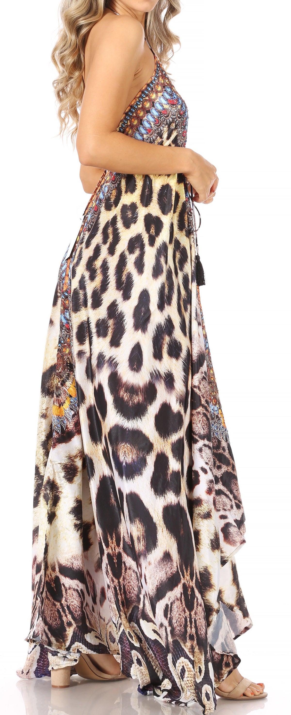 Maxi High-Low Halter Beach Dress