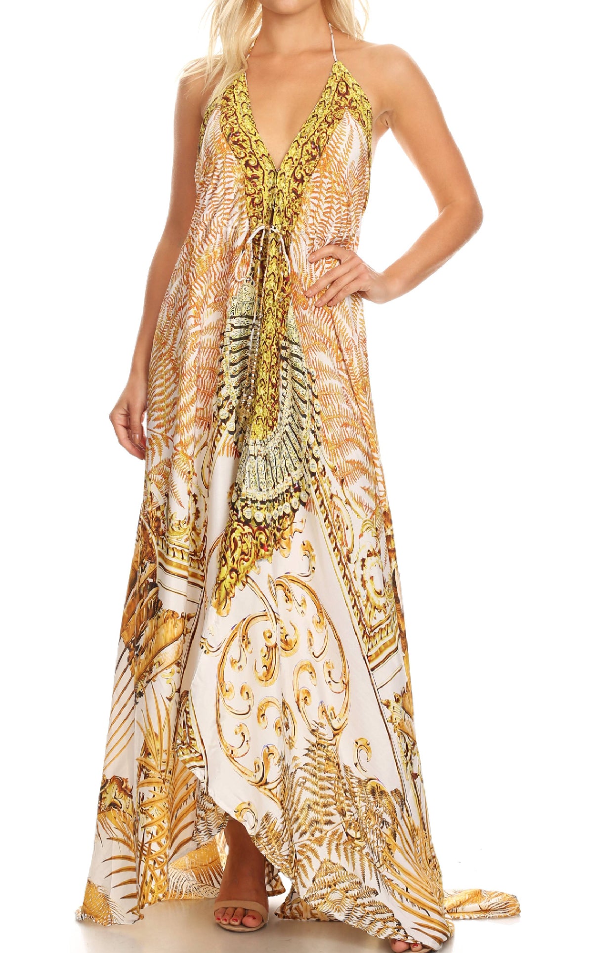 Maxi High-Low Halter Beach Dress