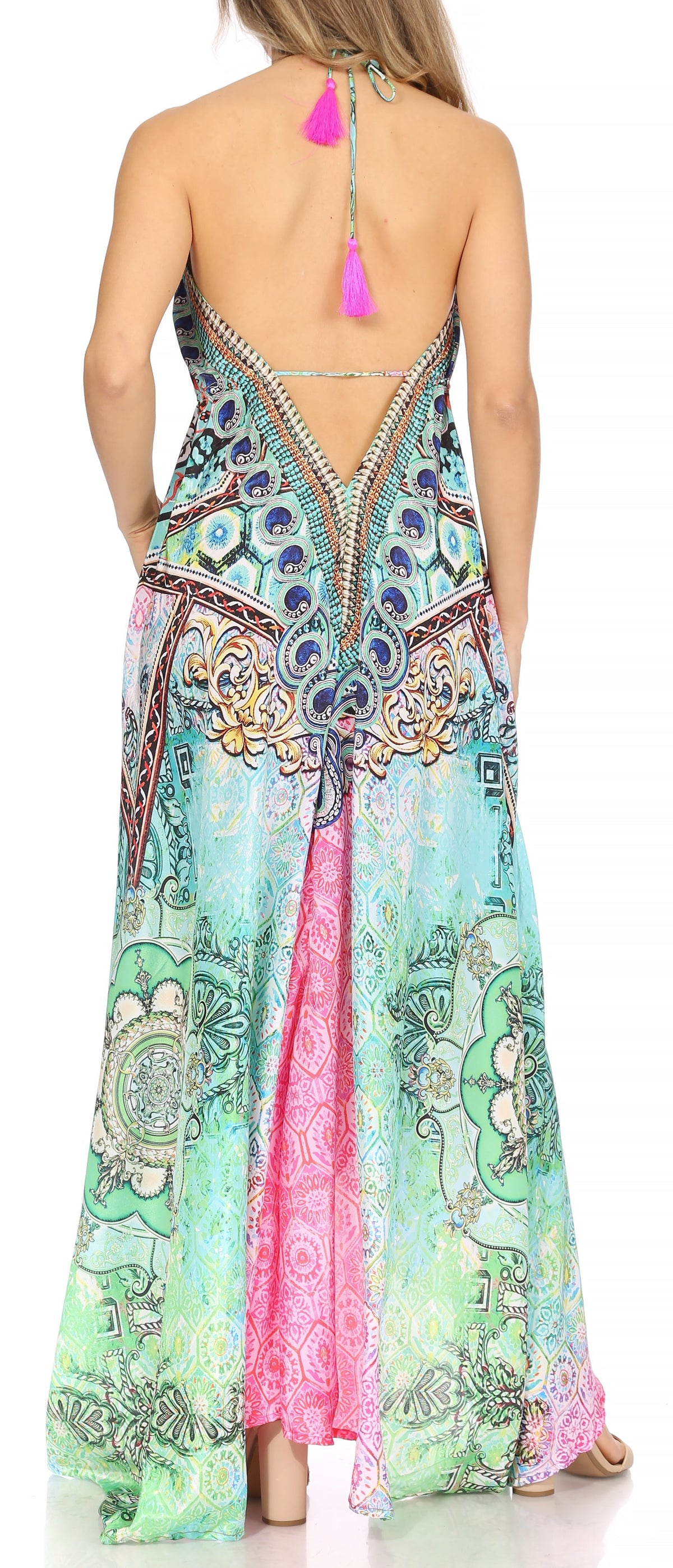 Maxi High-Low Halter Beach Dress