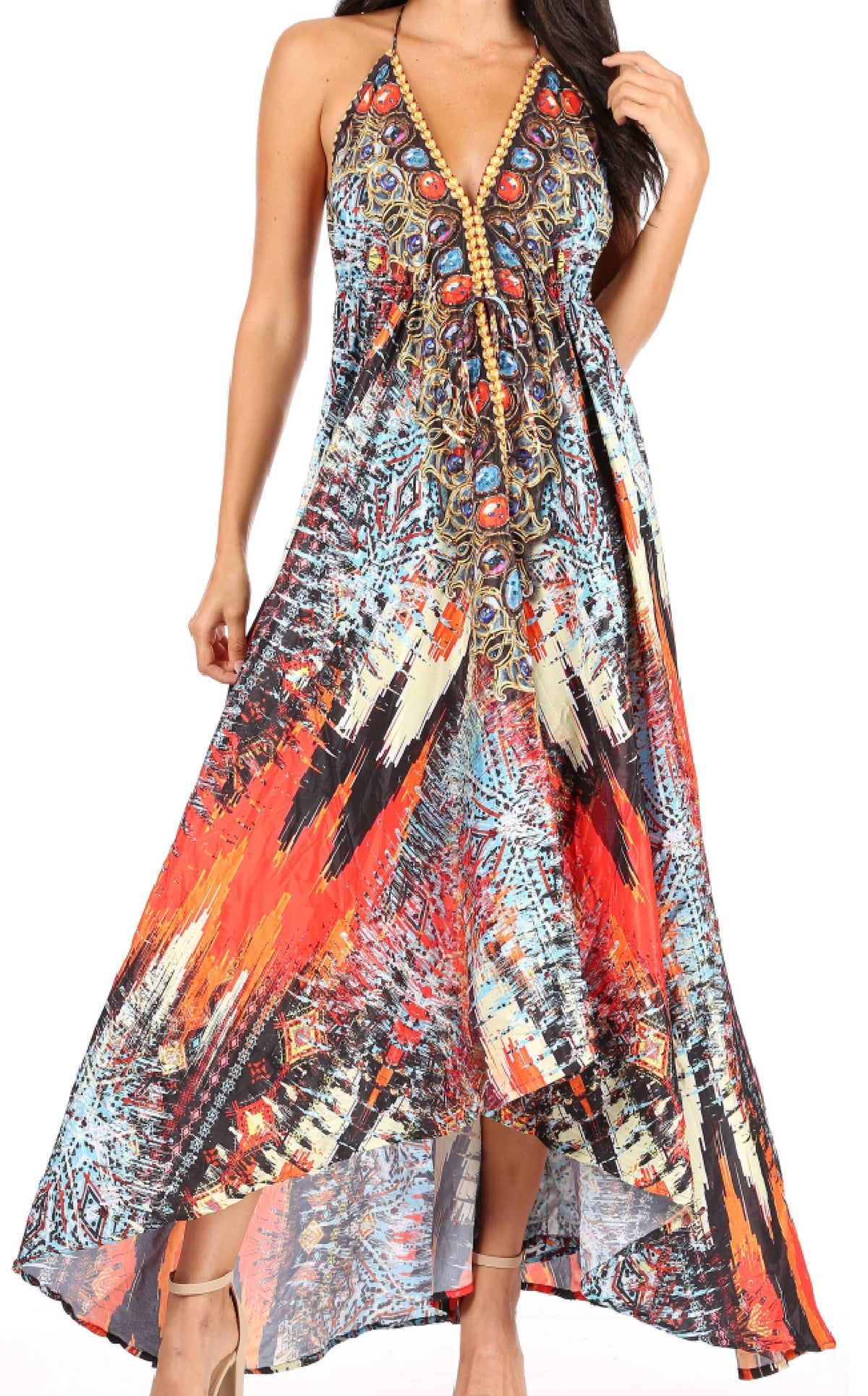 Maxi High-Low Halter Beach Dress