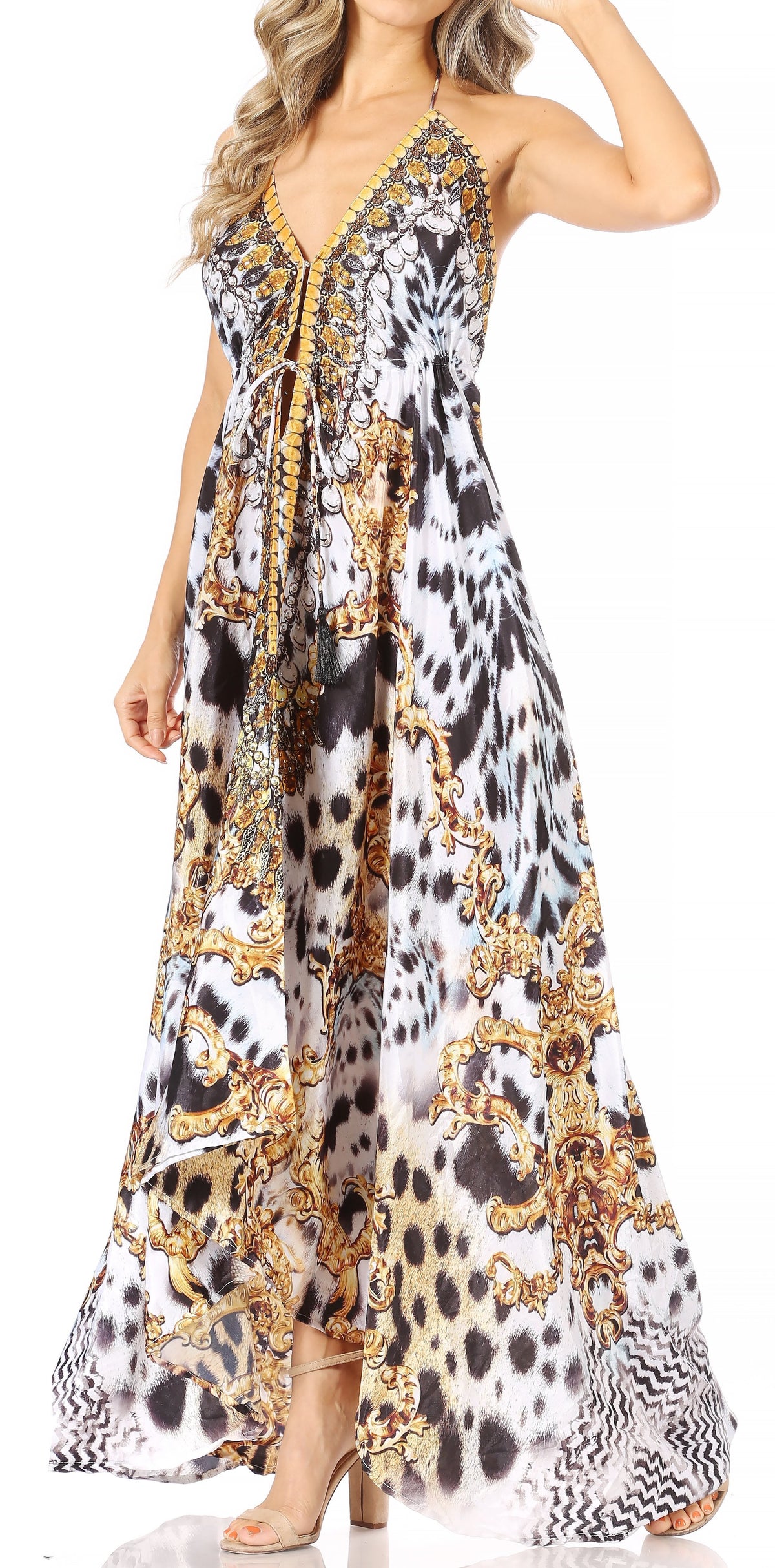Maxi High-Low Halter Beach Dress