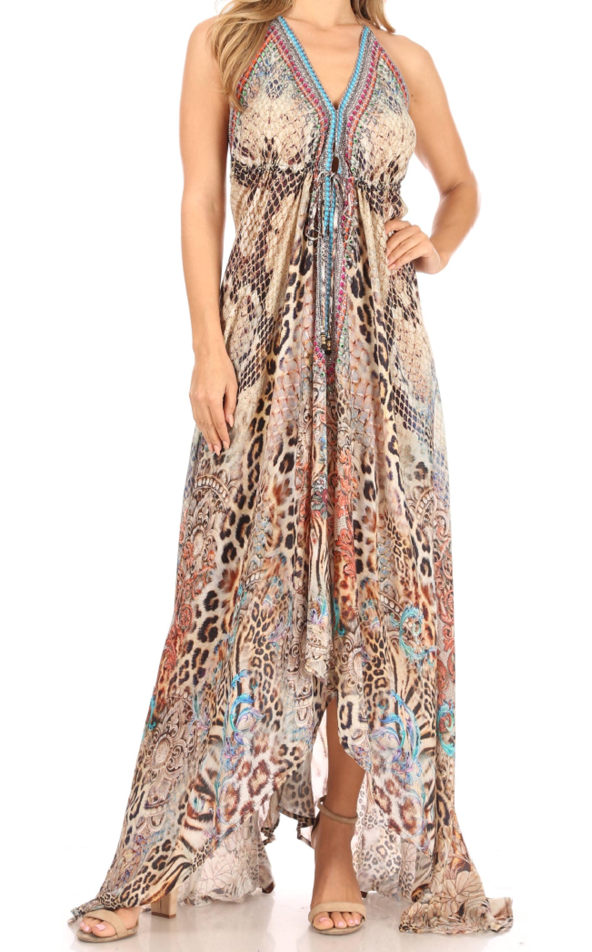 Maxi High-Low Halter Beach Dress