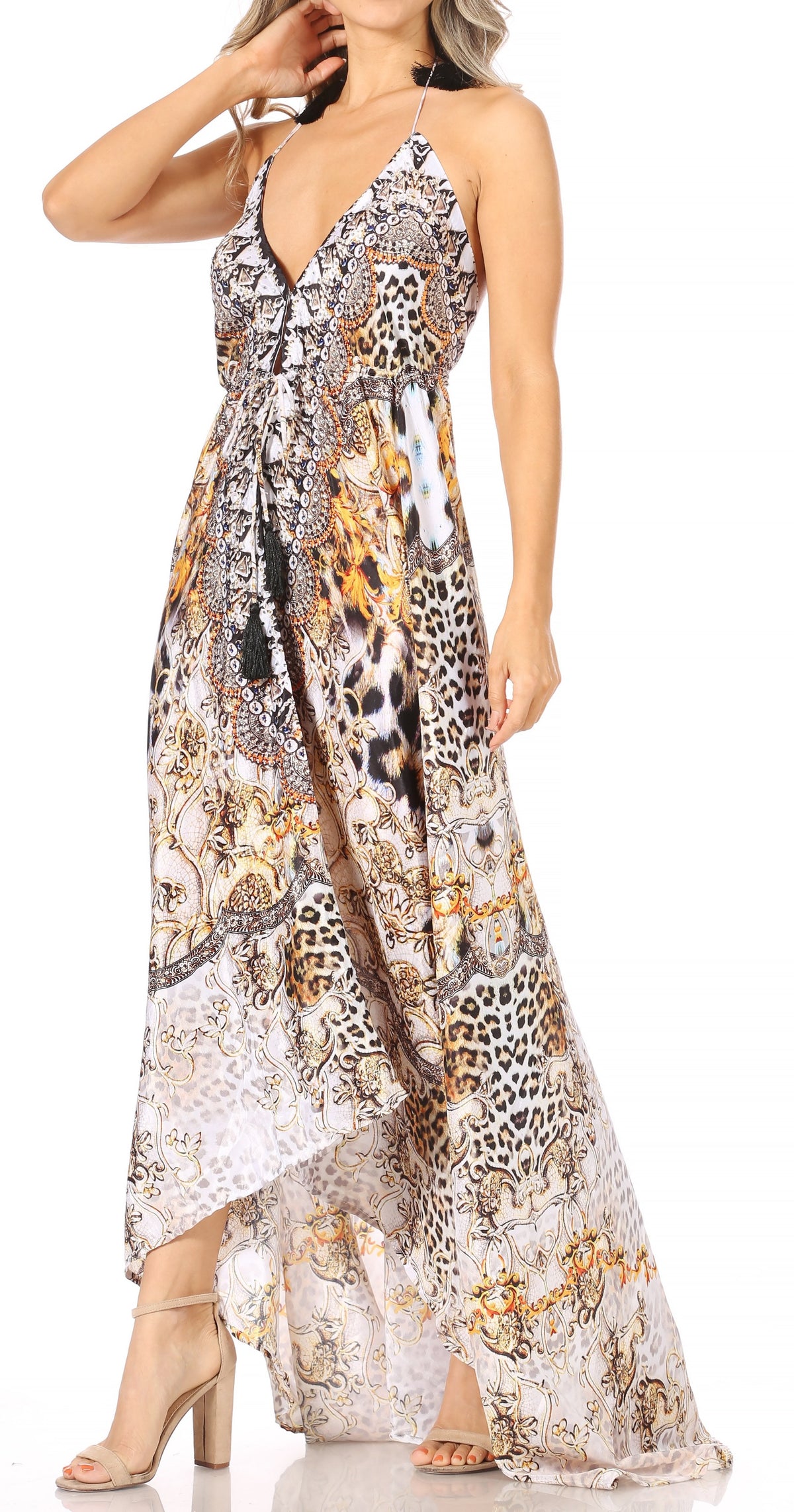 Maxi High-Low Halter Beach Dress
