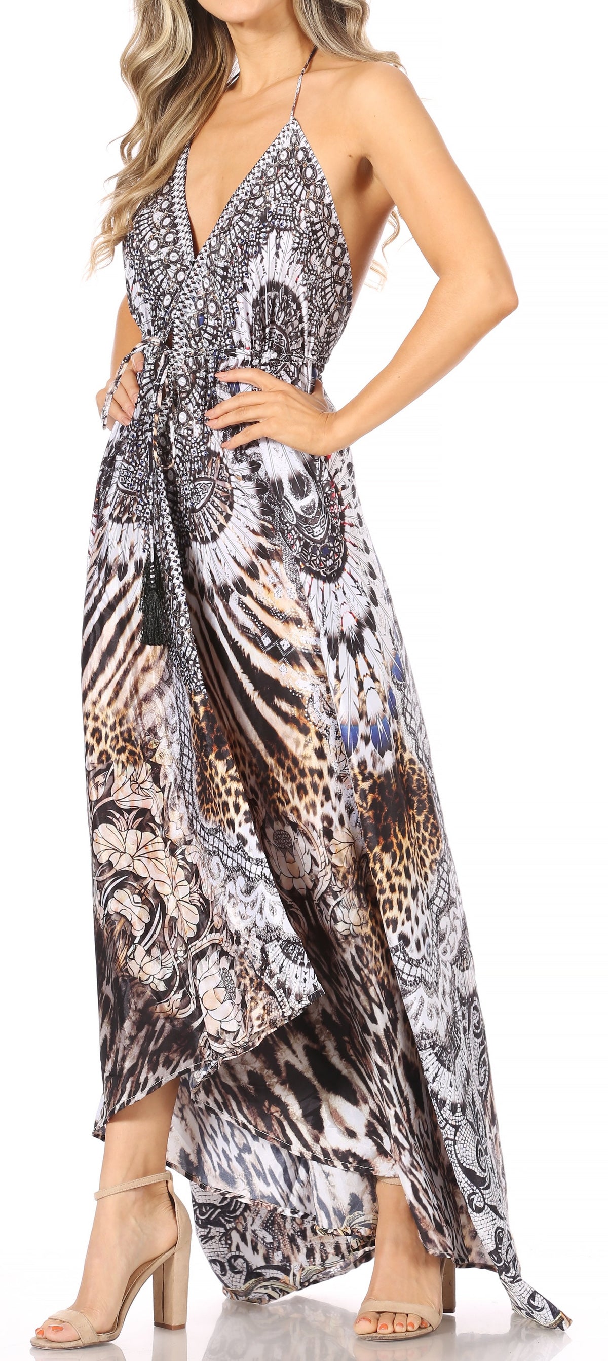 Maxi High-Low Halter Beach Dress