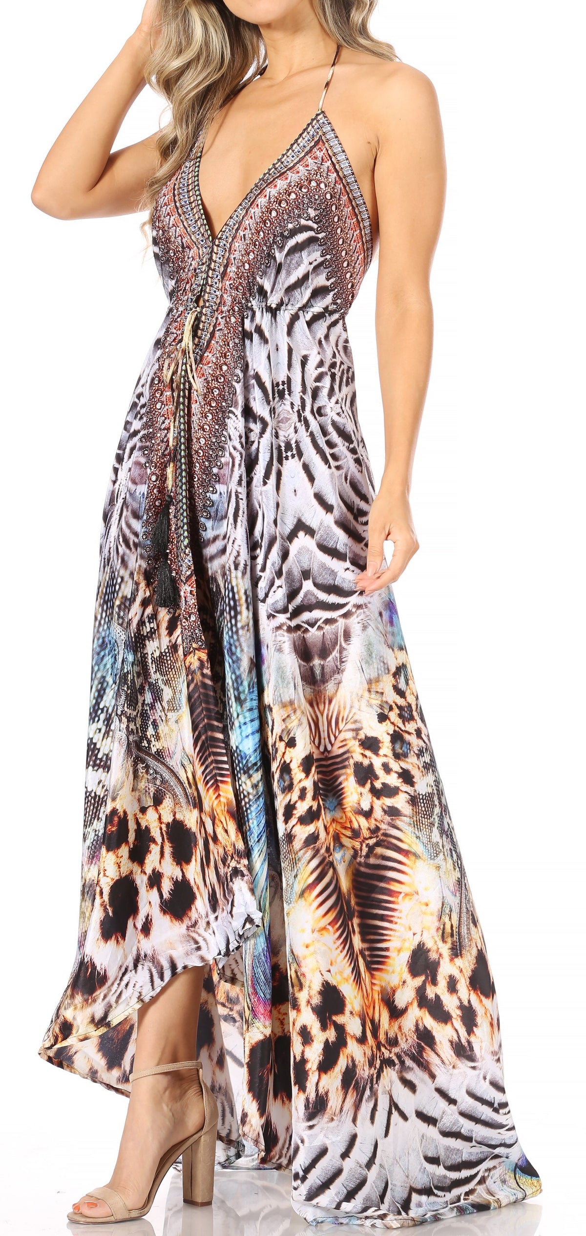 Maxi High-Low Halter Beach Dress